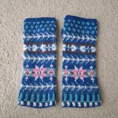 ハンドメイド フェアアイル模様 アームウォーマー