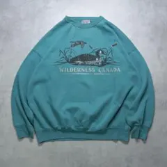 90s RAGLANS スウェット カナダ製 アニマル カモ 鴨 エメラルド