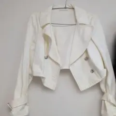 【訳あり格安】ウィルセレクション ショート丈 デニムジャケット ホワイト