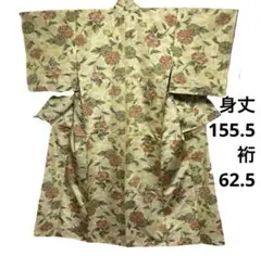 未使用 銘仙 正絹 普段着 リメイク素材にも 身丈155.5cm 裄62.5cmのサムネイル