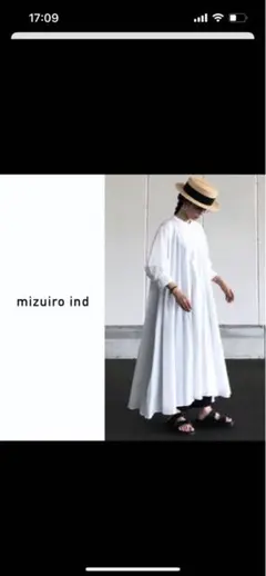 mizuiro ind（ミズイロインド）| スタンドカラーフレアシャツワンピース