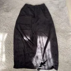 GU 黒 コーデュロイ ワイドパンツ