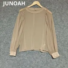 JUNOAH ベージュ シフォン風 長袖ブラウス