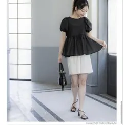 ブラック シアーペプラム トップス Mサイズ