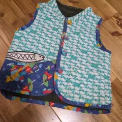 ハンドメイド　ベスト　95 100　魚　クジラ