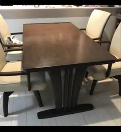 ダークブラウン長方形ダイニングテーブルと椅子セット