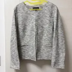 INDIVI ノーカラーツイードジャケット