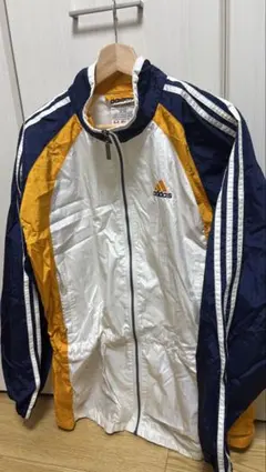 adidas ナイロンジャケット M ホワイト/ネイビー/オレンジ
