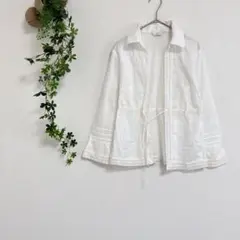 ［jiffies］長袖ホワイトレースブラウス（M）綿100のサムネイル