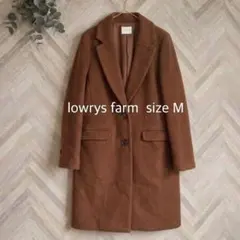 lowrys farm 茶チェスターコート タイトめシルエット ロングコート