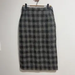 チェック　タイトスカート　グレー　ブラック　黒