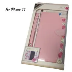 iPhone 11 ピンク 花柄 手帳型ケース フラワー フリップケース