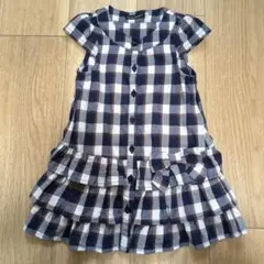 BeBe べべ チェック柄 フリルワンピース 女の子のサムネイル