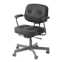 生産終了 ALEFJÄLL アレフィェル 本革オフィスチェア 黒 美品 IKEA 