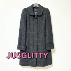 ジャスグリッティー JUSGLITTY ラメツイードコート 黒 サイズ2