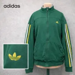 adidas アディダス トラックジャケット ジャージ 緑色 ジップアップ L