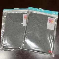 UNIQLO HEATTECH クルーネックT ダークグレー S 2枚新品のサムネイル