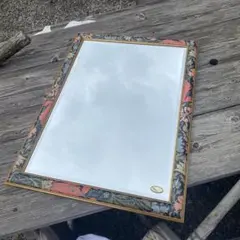 アンティーク調　イタリア製　花柄　ウォールミラー　壁掛け鏡　長方形角形　大型金縁