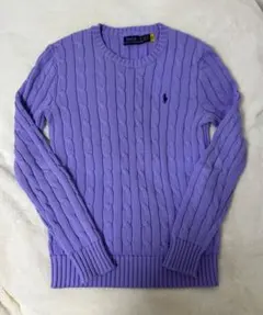 〈新品〉ポロラルフローレン レディース ケーブルニット パープル コットン XS
