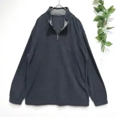 長袖カットソー　ハーフジッブ　メンズ　グレー　L 裏起毛　シンプル　防寒　秋冬