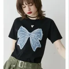 jouetie リボンモチーフ　Tシャツ　ブラック