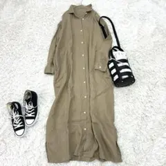 アーバンリサーチドアーズ　リネン100% ロングシャツ　ワンピ　ベージュ　F