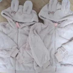 メゾピアノ　ウサギ耳　フェイクファーブルゾン 130 2枚セット　双子