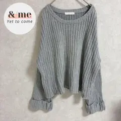 アンバスケット　長袖ニット　ショート丈　ドロップショルダー グレーのサムネイル