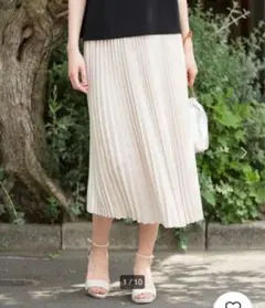 ADAM ET ROPE リネンライクIラインプリーツスカート　ホワイトのサムネイル