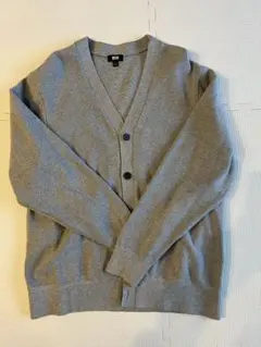 UNIQLO ウォッシャブルミラノリブVネックカーディガン グレー　Lサイズ