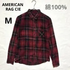 ★アメリカンラグシー 長袖ネルシャツ チェック柄 赤 黒 S 綿100%