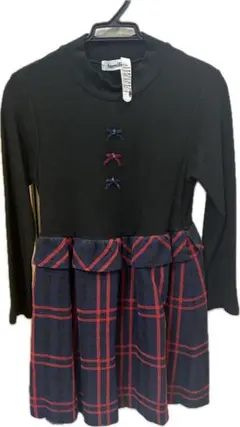 美品 ファミリア ブラックチェック ワンピース 110cm クリーニング済