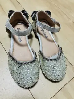 19〜20cm シルバー ビーズ装飾 フォーマルシューズ