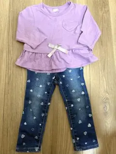 ハート柄デニムパンツ