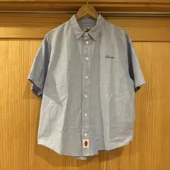 Karaku Cleanfit 赤ヒモ付き刺繍入りオックスフォード半袖シャツ Lのサムネイル