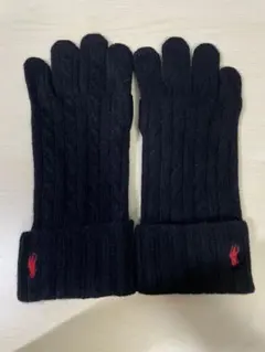 Polo Ralph Lauren ブラック手袋 ケーブル編み