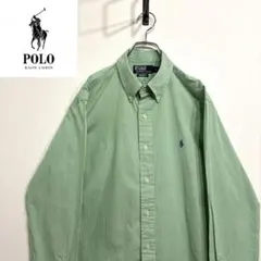 超人気❗️ラルフローレン　ワンポイントロゴシャツ　L 90s刺繍古着希少レア長袖