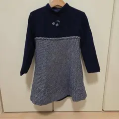 familiar　 120 美品　ネイビーワンピース 秋冬物　厚手　ウール