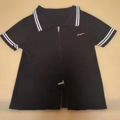 Attitude Makes style! 半袖 ジップアップ ポロシャツ 黒のサムネイル