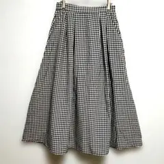 【スタジオクリップ】ギンガムチェックフレアスカート　M　ゴム　ドローストリング