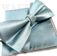 蝶ネクタイ・ポケットチーフ ライトブルー ボウタイ 挙式 新郎 無地 人気