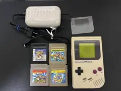 任天堂 ゲームボーイ 本体 DMG-01 ソフト4本、アダプターセット