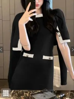 GRL 配色カーディガン×ミニワンピースニットセットアップ【ac2315】 F