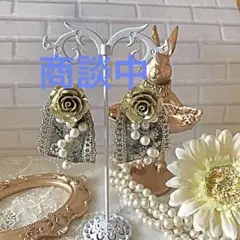 ☆661❤️ 薔薇　レース　タッセル　パール　ピアス　イヤリング　ハンドメイド