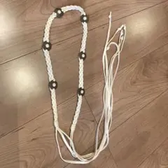 ホワイト編み込みデザインベルト