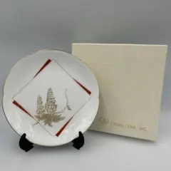 【新品未使用】 大倉陶園 OKURA CHINA 金彩藤花 朱線 小皿
