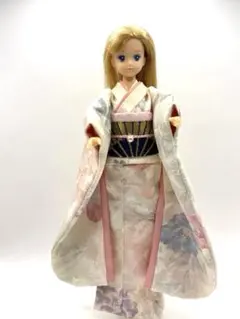 ✴︎528 ジェニーちゃん着物　正絹振袖　金蘭帯セットのサムネイル