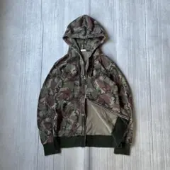 00s OLD UNIQLO サーマル ダブルジップパーカー 迷彩 カモ柄 L