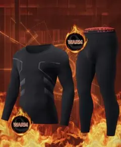 保温性 ブラック アンダーウェアセット