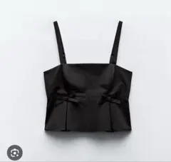 ZARA プリーツトップス リボン キャミソール ビスチェ